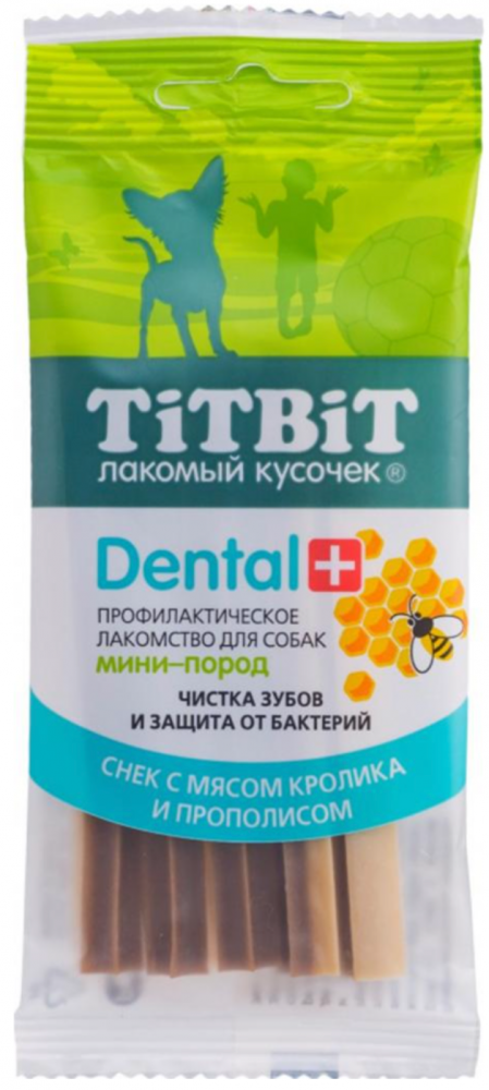 Лакомство для собак Titbit Dental+ Снек с кроликом для собак маленьких пород