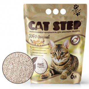 Наполнитель для кошачьих туалетов Cat Step Tofu Original ,растительный комкующийся 6 л-2,8 кг