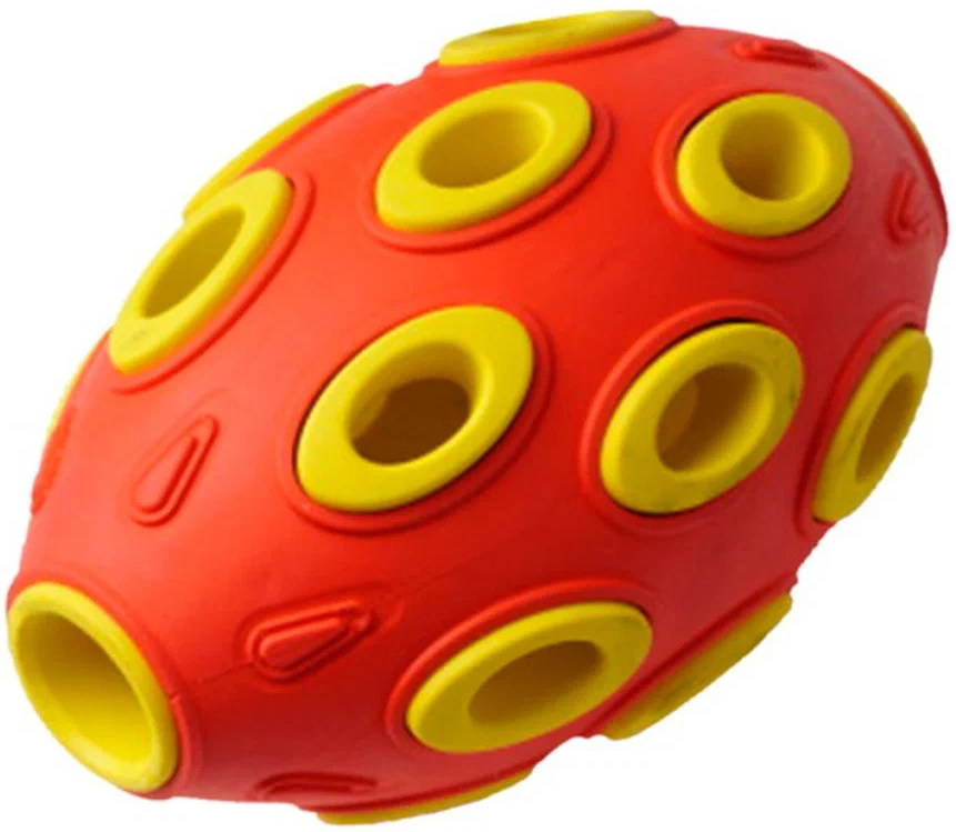 Homepet Silver Series Игрушка Мяч регби для собак, красно-желтый, каучук, 7.6 х 12 см