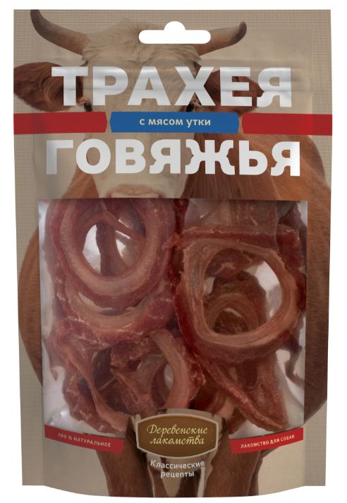 Лакомство для собак Деревенские лакомства Трахея говяжья с мясом утки 50г