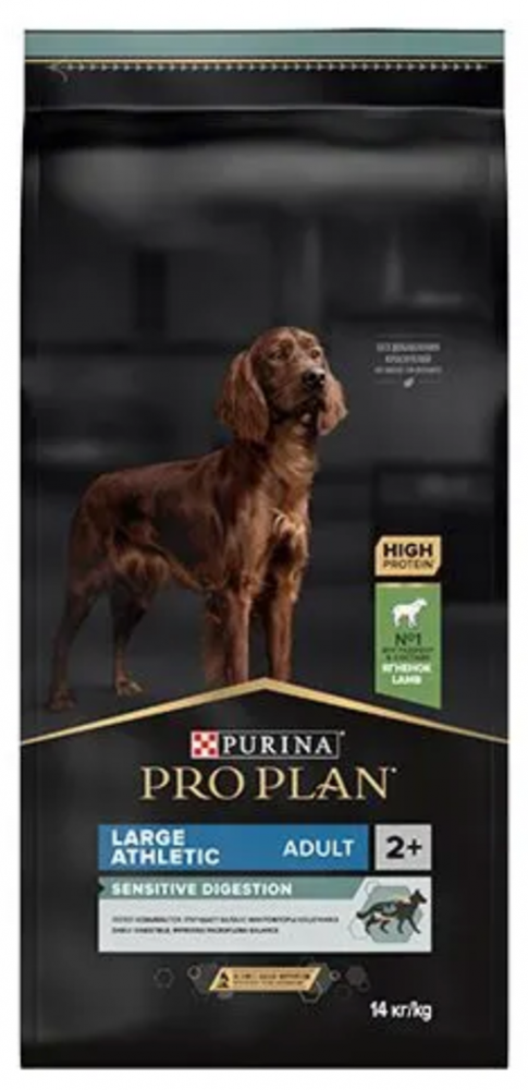Корм Purina Pro Plan крупных пород с атлетическим телосложением с чувствительным пищеварением с комплексом Optidigest ягненок с рисом 14кг