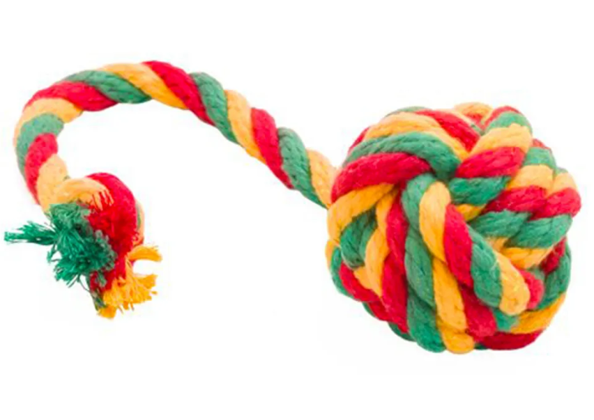 Игрушка для собак DOGLIKE Dental Knot Мяч канатный большой (Красный-желтый-зеленый)