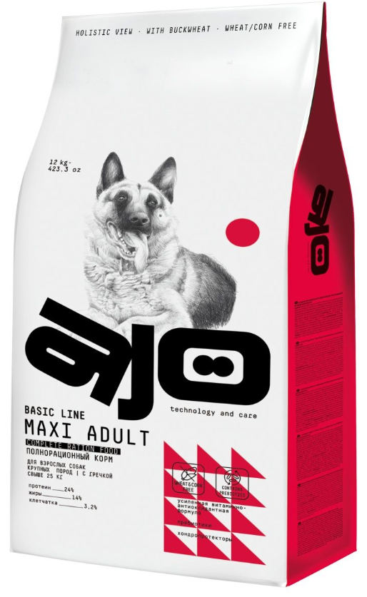 Ajo Dog Maxi Adult корм для собак средних и крупных пород Крупных пород с Индейкой, гречкой и олениной