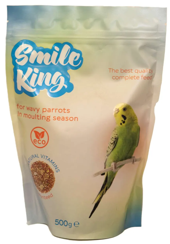 Корм Smile King для волнистых попугаев в период линьки 500г полнорационный