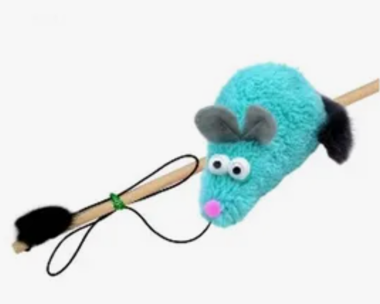 sh-06056 Gosi Удочка-дразнилка Мышка Глафира зеленая с норковым хвостом