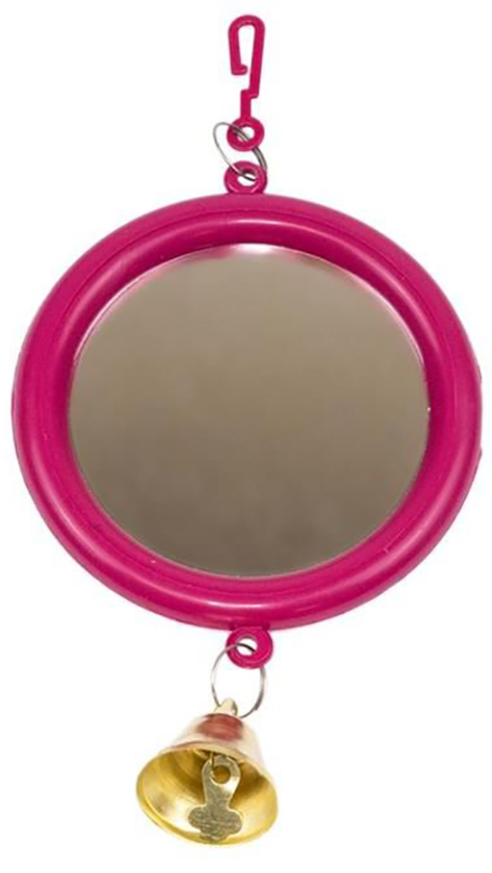 Homepet Зеркало для птиц, с колокольчиком рубиновое малое,  7х13 см