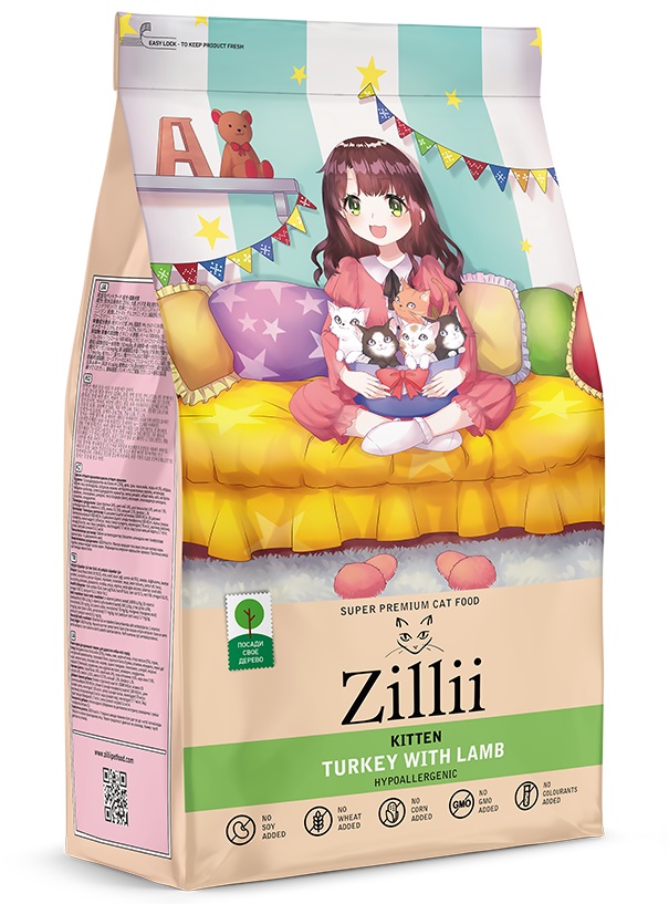 Корм ZILLII Kitten Сухой корм для котят Индейка с Ягнёнком