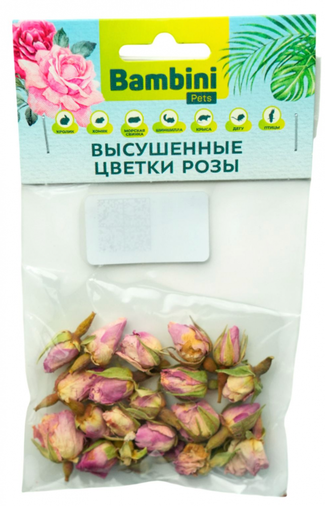 Лакомство Bambini Pets высушенные цветы розы для грызунов и кроликов, 10 г