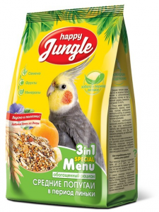 Happy Jungle, корм для средних попугаев при линьке, 500 г