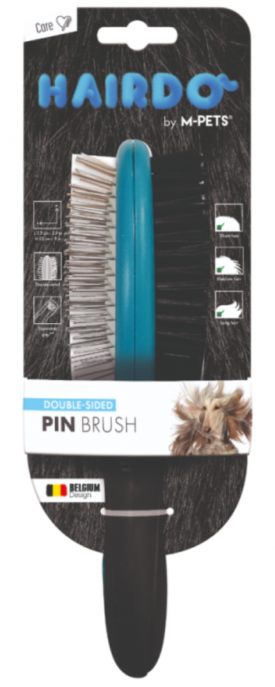 M-PETS Двусторонняя массажная расческа Double-sided Pin Brush, щетина и зубья, 7,5x23 см