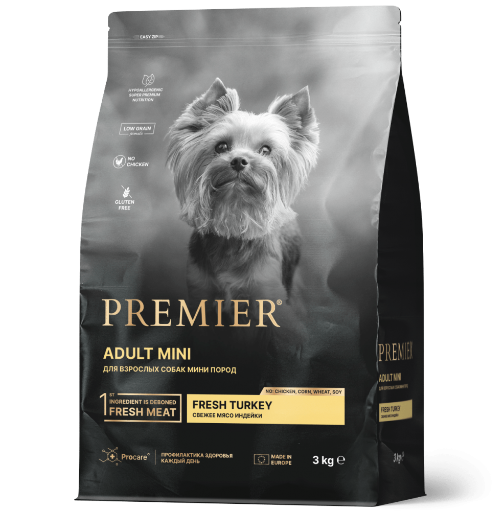 Корм Premier Dog Fresh Turkey Adult Mini сухой корм с индейкой для взрослых собак мелких пород