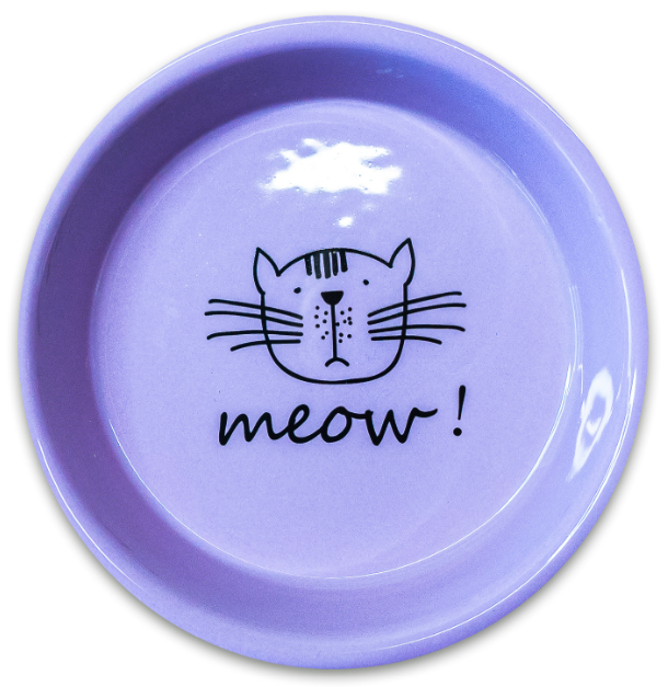 Миска Mr.Kranch керамическая для кошек MEOW! 200 мл сиреневая