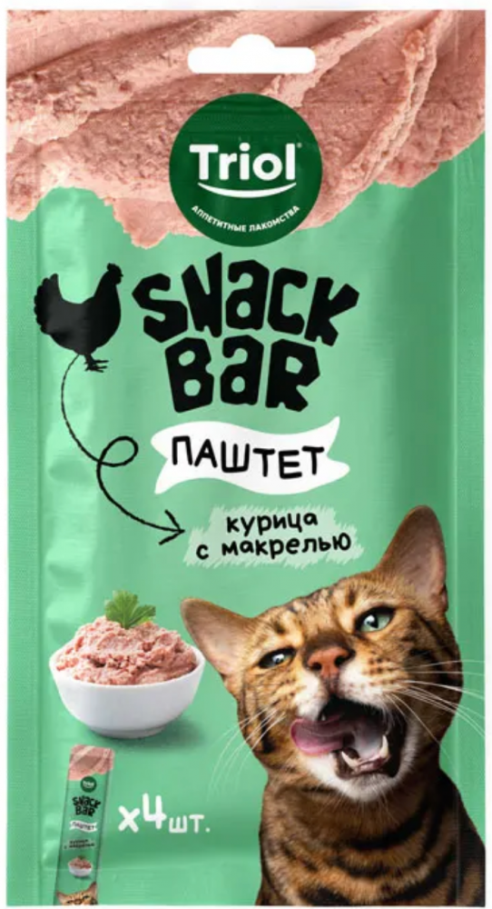 Лакомство для кошек &quot;Паштет из курицы с макрелью&quot;, 40г, серия SNACK BAR, Triol