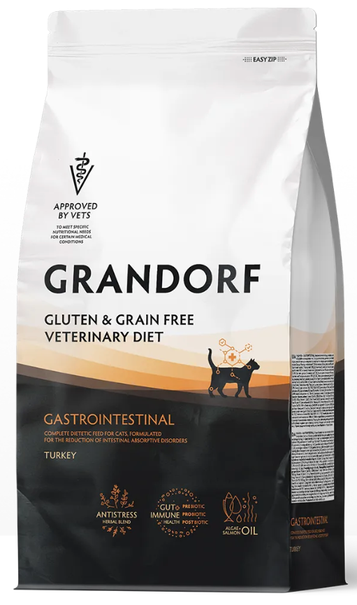 Корм Grandorf VET GASTROINTESTINAL разработанный для снижения абсорбционных расстройств кишечника для кошекn