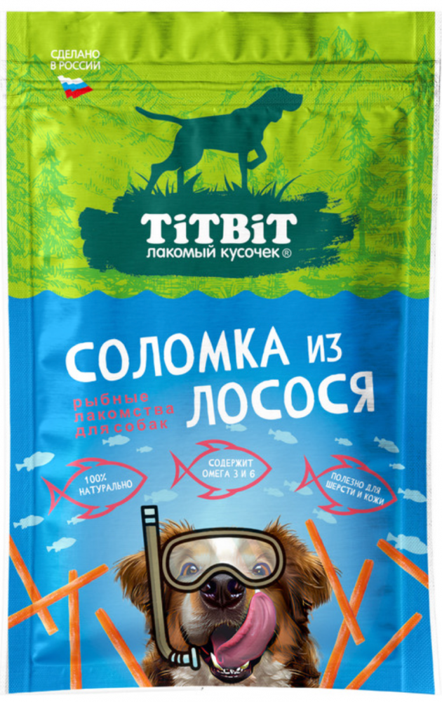 Лакомство Титбит Соломка из лосося для собак 80 г