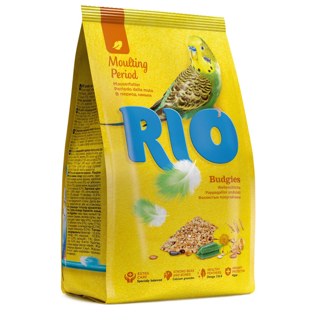 Корм для волнистых попугаев RIO в период линьки 500г