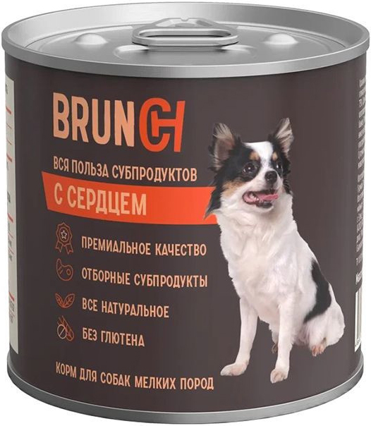 Корм Brunch Adult (консерв.) для собак малых пород, с сердцем, 240 г