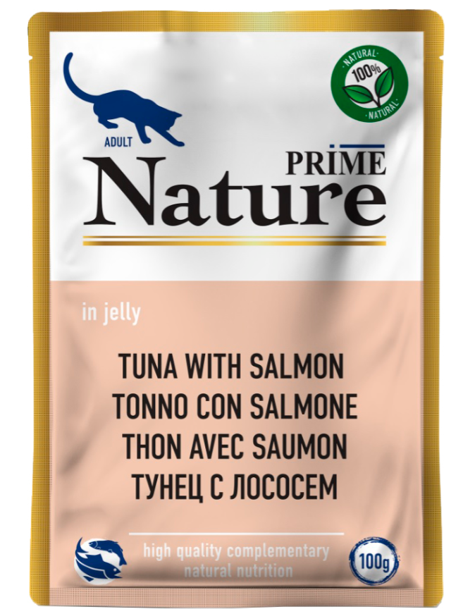 Корм Prime Nature (в желе) для кошек, тунец с лососем, 100 г