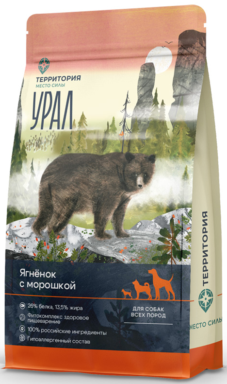 Корм Территория Урал для собак, ягнёнок с морошкой 12 кг