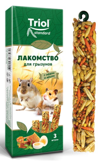 Лакомство Триол для грызунов с мёдом и яйцом (уп. 3 шт), 80г, Standard