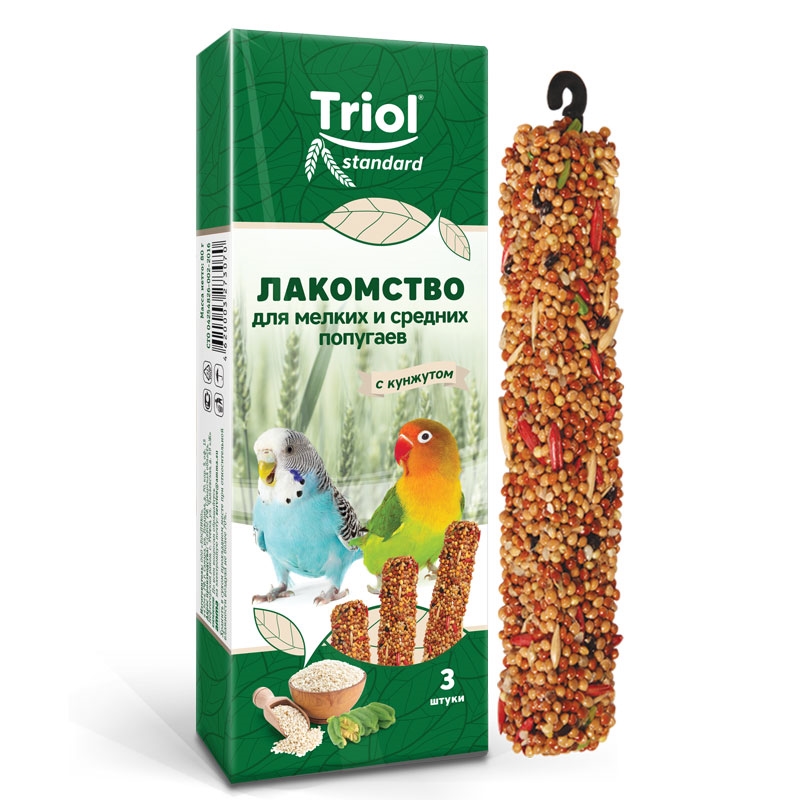 Triol лакомство Standard для мелких и средних попугаев с кунжутом, упаковка 3 шт, 80 г