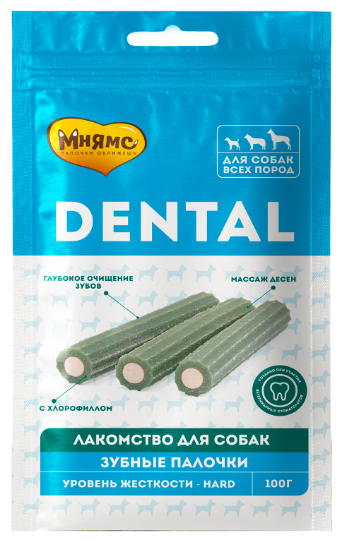 Мнямс DENTAL лакомство для собак &quot;Зубные палочки&quot; с хлорофиллом 100 г