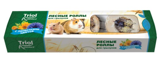 Лакомство Триол лесные роллы для грызунов с лепестками цветов (уп. 4 шт), 70г, Standard