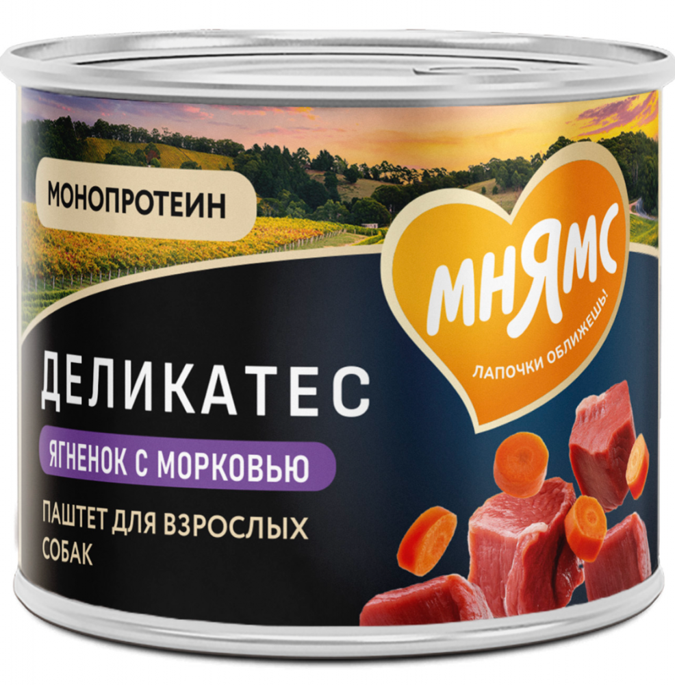 Консерва Мнямс Деликатес из ягненка с морковью "Клефтико по-афински" для собак 200 г: ПАШТЕТ соб
