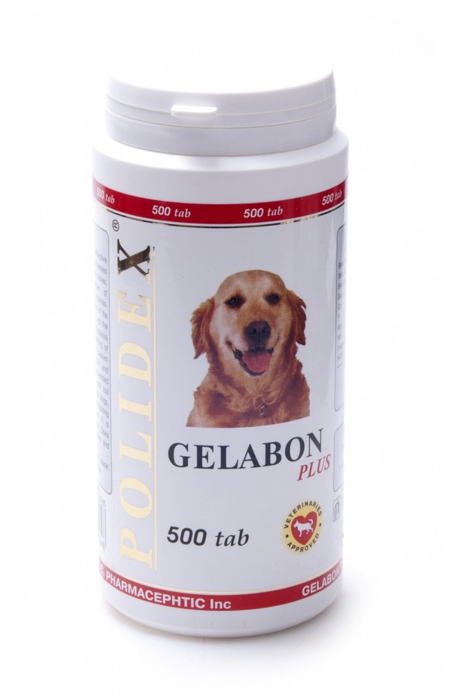 Polidex Gelabon plus витамины для профилактики и лечения заболеваний опорно-двигательного аппарата для собак, 500 таб. (1 таб. на 5 кг массы тела), 330 г