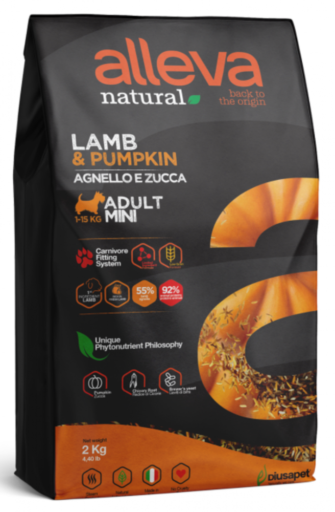 Корм Alleva Natural Adult Mini Lamb & Pumpkin для собак малых пород, ягненок и тыква, 2 кг