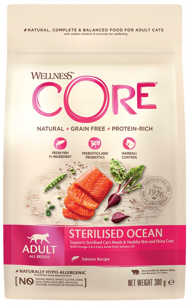 Корм Wellness CORE Sterilised Ocean для стерилизованных кошек, с лососем