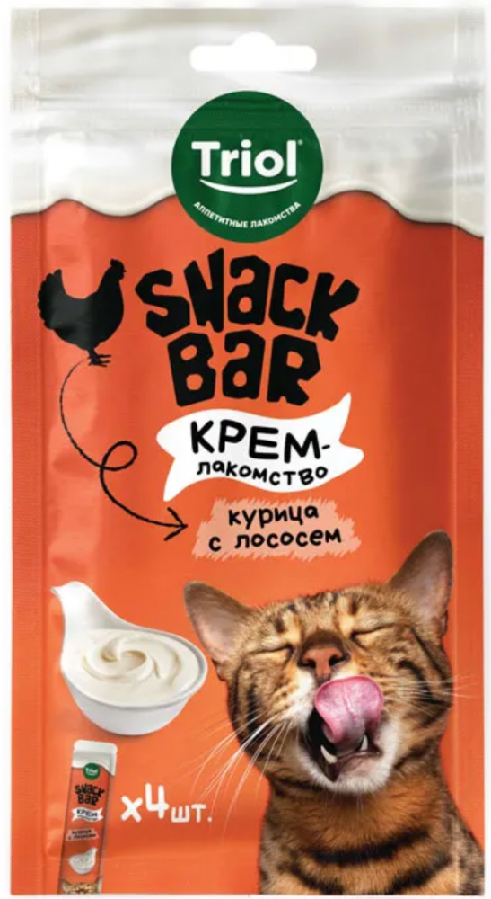 Лакомство для кошек &quot;Крем из курицы с лососем&quot;, 40г, серия SNACK BAR, Triol