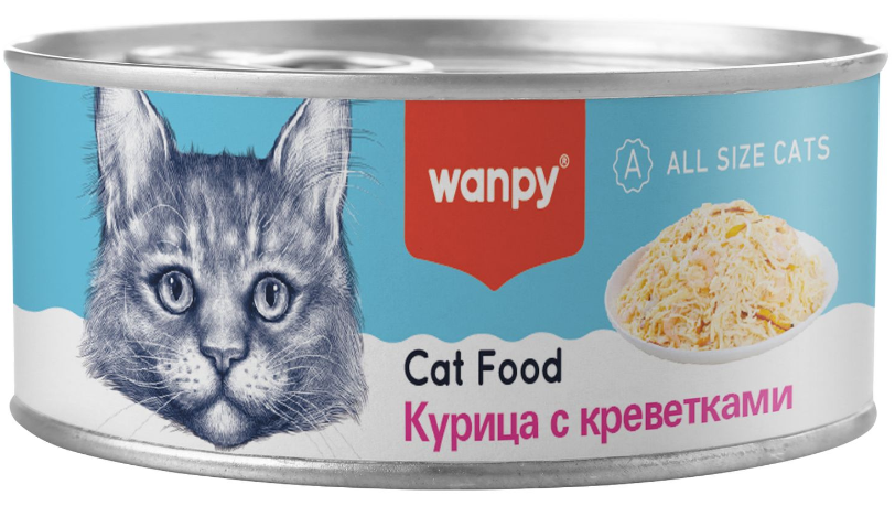 Wanpy Cat Консервы для кошек "Курица с креветками" 95 г