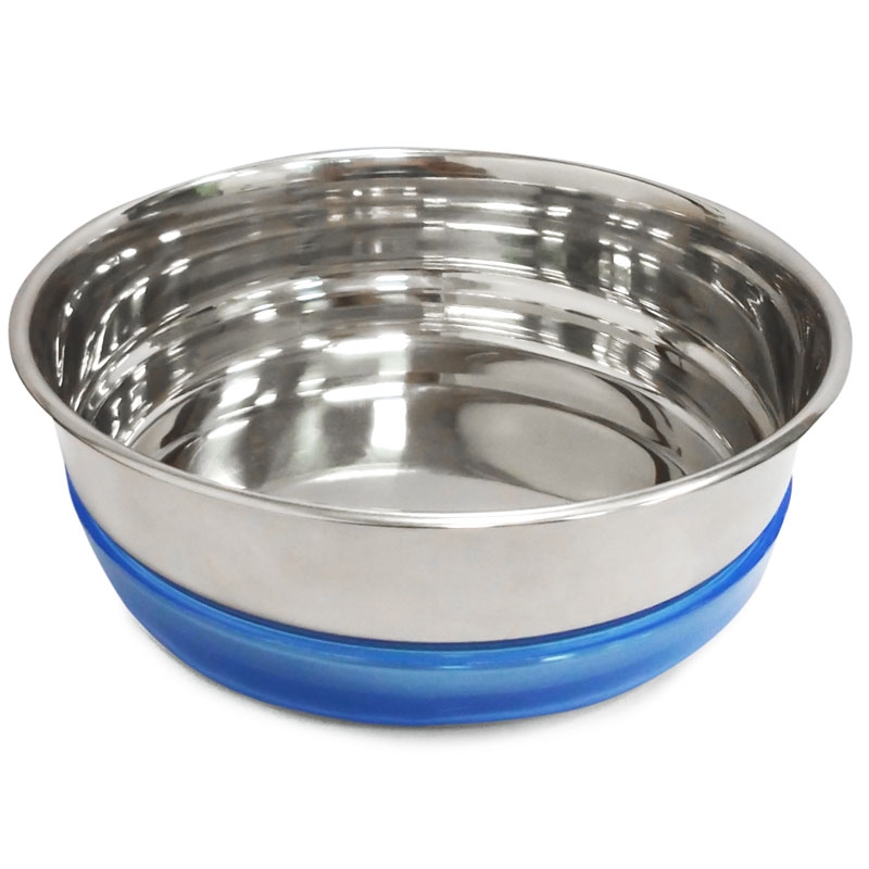 Миска Триол металлическая с синей резинкой, 300 мл