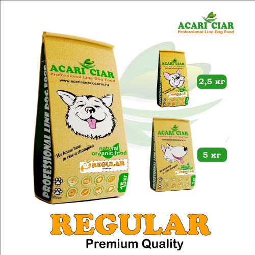 Acari ciar - корм для собак REGULAR premium всех пород с говядиной средняя гранула