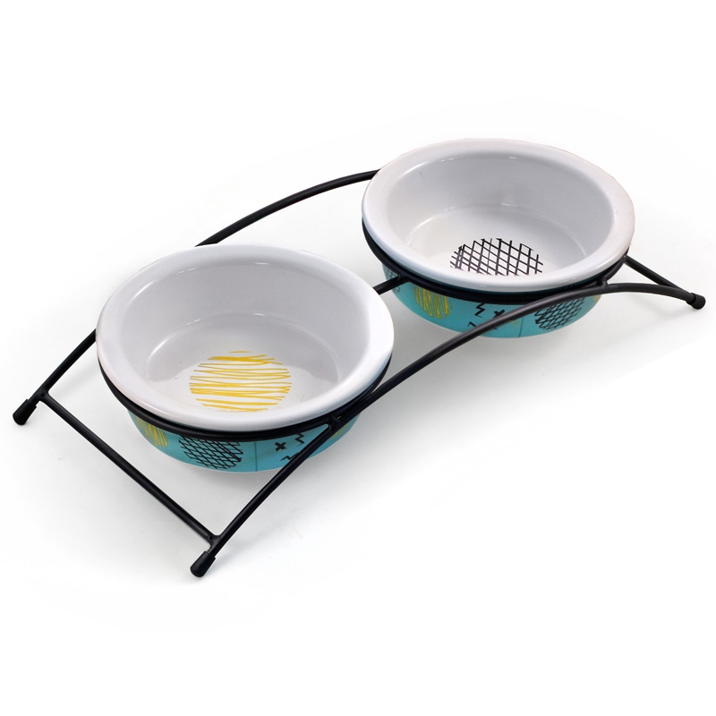 Миска Триол керамическая на подставке "Глазурь", 2*0,12л