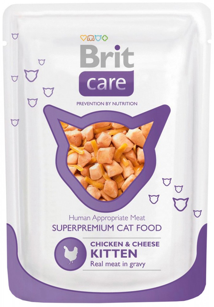 Влажный корм Brit Care для котят курица и сыр 80 г