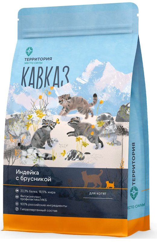 Корм Территория Кавказ для КОТЯТ, индейка с брусникой