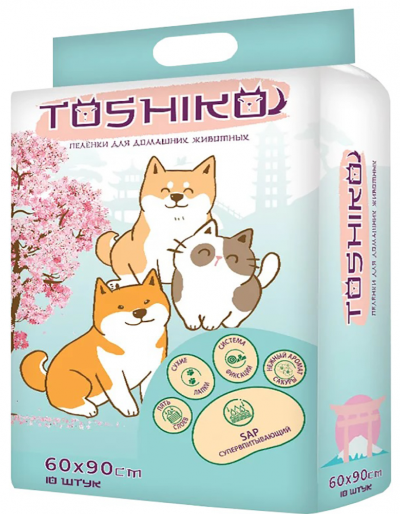 Toshiko впитывающие пеленки для животных, с ароматом сакуры, 60х90 см, 10 шт