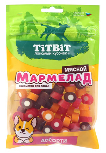 Лакомство TiTBiT Мармелад мясной для собак, с ассорти, 120 г