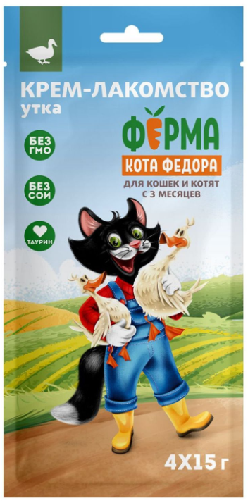 Крем-лакомство Ферма кота Федора с Уткой для кошек и котят 4 шт х 15 г
