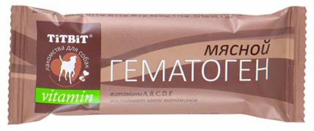 Лакомство TiTBiT vitamin гематоген для собак, мясной, 35 г