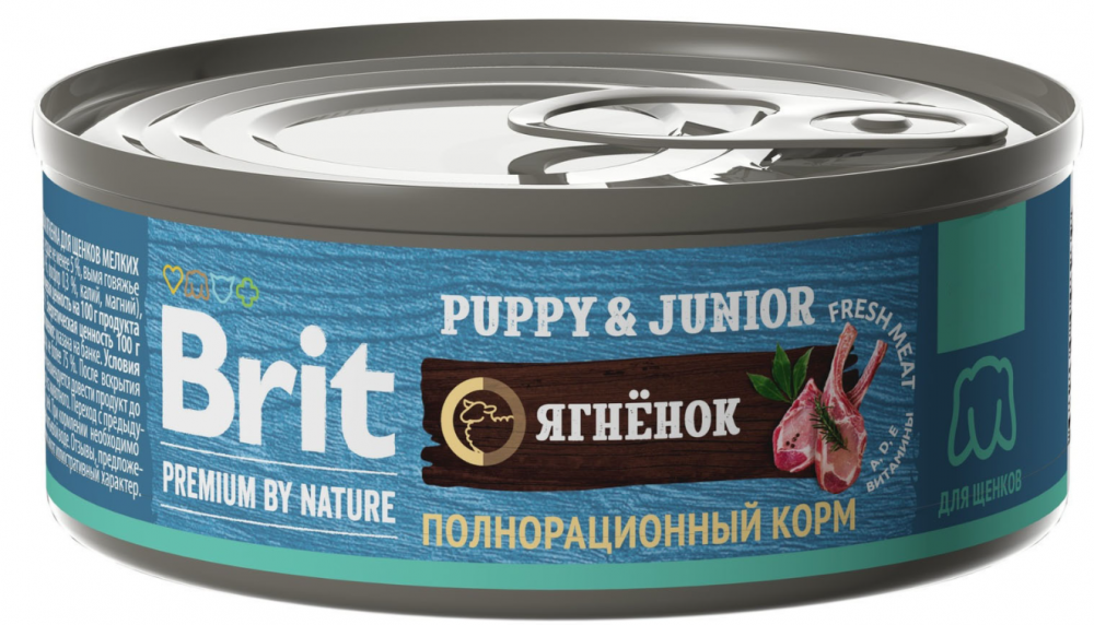 Корм Brit Premium By Nature Puppy & Junior (консерв.) для щенков, с ягненком, 100 г