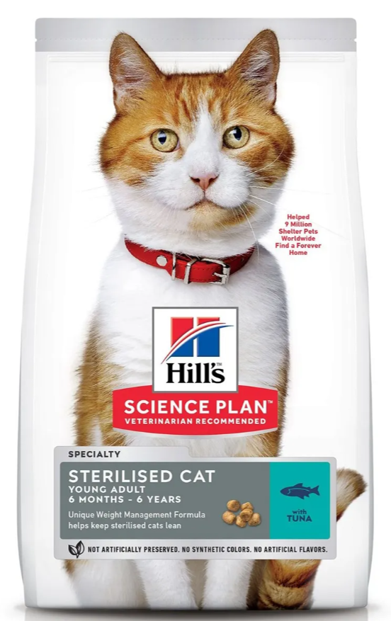 Корм сухой Hill&#039;s Science Plan Sterilised Cat для стерилизованных молодых кошек от 6 месяцев до 6 лет, с тунцом