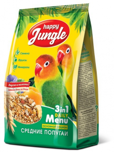 Happy Jungle, корм для средних попугаев, 500 г