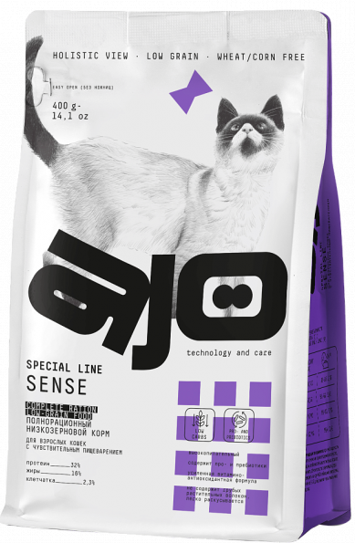 Ajo Cat Sense Сухой корм низкозерновой для кошек с чувствительным пищеварением с оленем