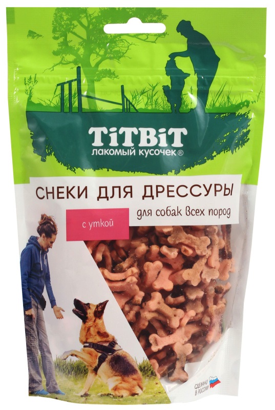 Лакомство TiTBiT Снеки для дрессуры собак, с уткой, 100 г