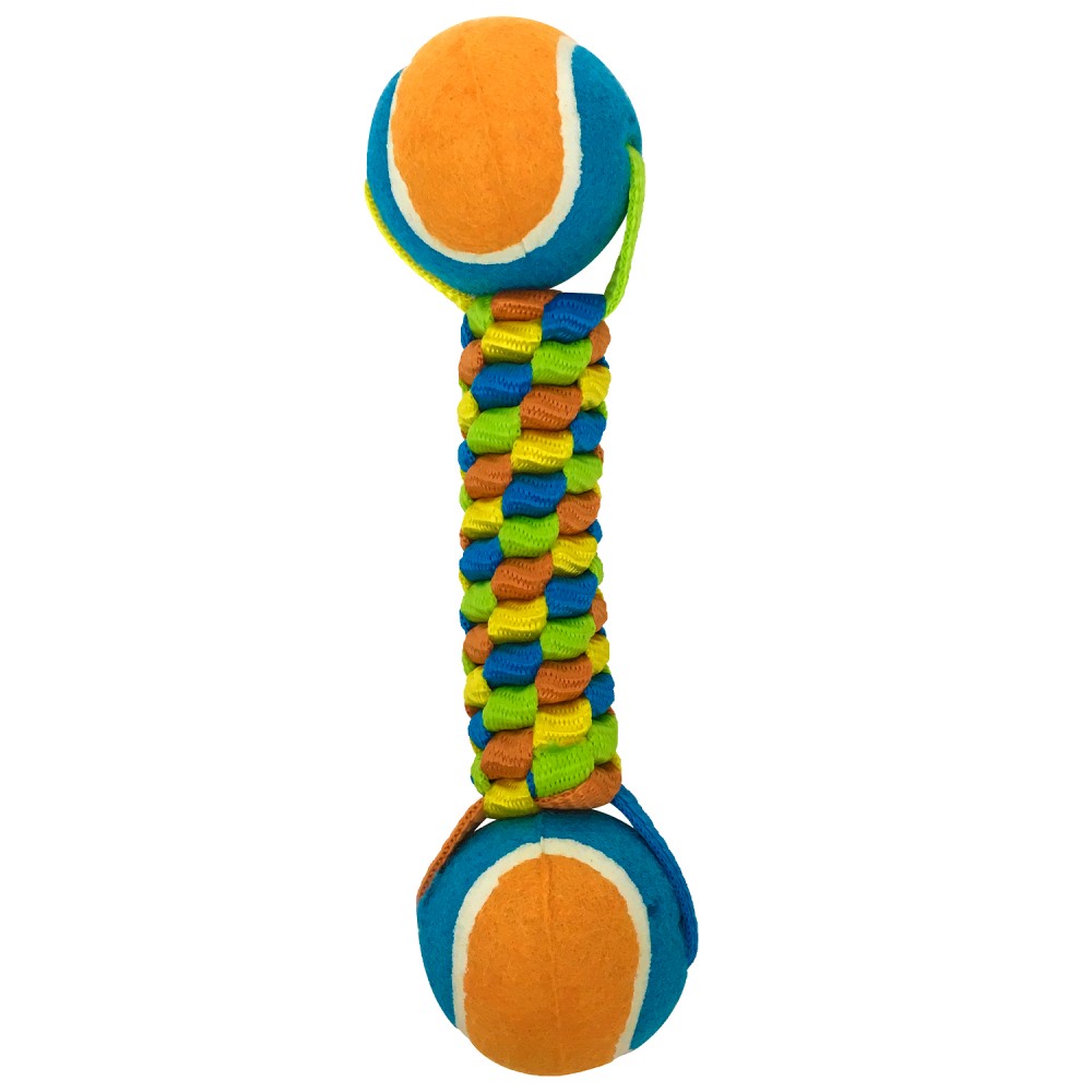 СумPetpark игрушка для собак Плетенка с двумя теннисными мячами 6 см