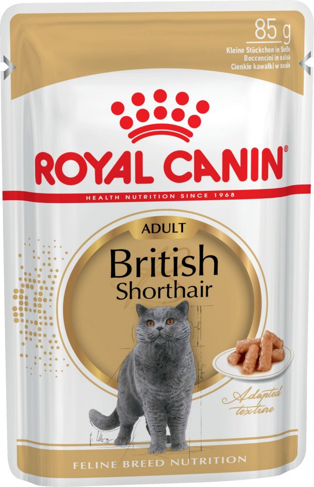 Влажный корм для кошек Royal Canin British Shorthair Adult кусочки в соусе для Британской кошки 85 г