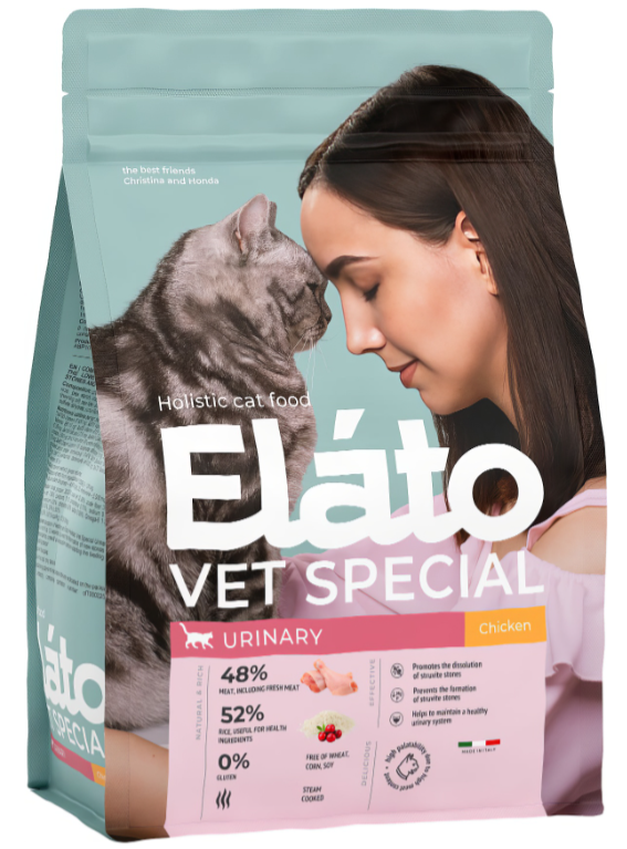 Корм Elato Holistic Vet Special Urinary (беззерновой) для кошек, диетический, при заболеваниях нижних отделов мочевыводящих путей, с курицей